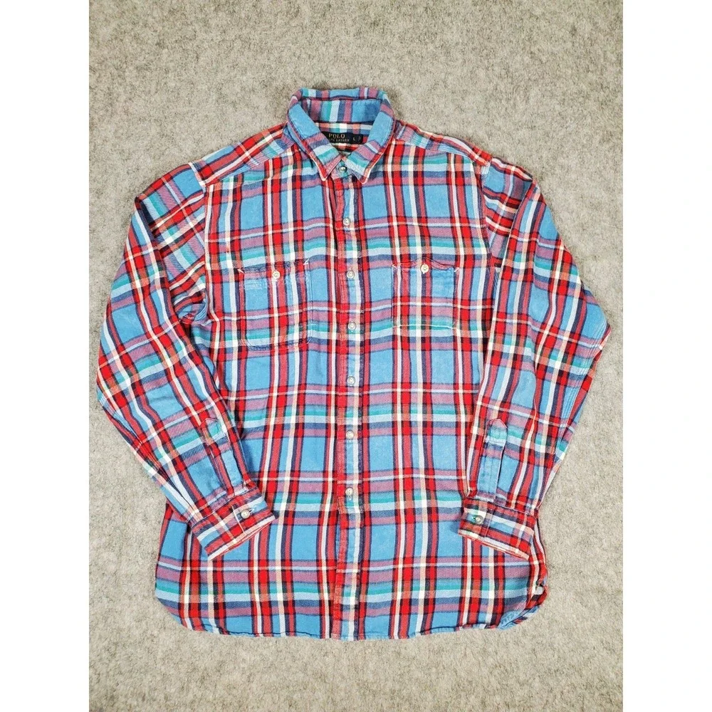 Polo Ralph Lauren Yosemite Mens Shirt Plaid Button Up Long Sleeve Size Large